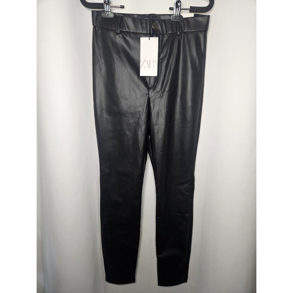 NWT Zara Women’s Faux Leather Black High Rise Legging Pants Size Medium